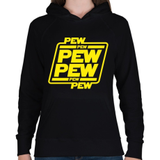 PRINTFASHION Pew pew pew - Női kapucnis pulóver - Fekete