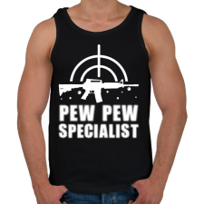 PRINTFASHION Pew pew speciaist - Férfi atléta - Fekete atléta, trikó