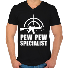 PRINTFASHION Pew pew speciaist - Férfi V-nyakú póló - Fekete férfi póló