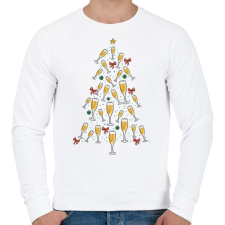 PRINTFASHION Pezsgő karácsonyfa - Férfi pulóver - Fehér férfi pulóver, kardigán