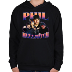 PRINTFASHION Phil Hellmuth - póker - Gyerek kapucnis pulóver - Fekete