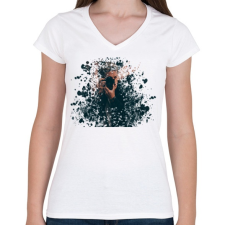 PRINTFASHION photographer-desintegrated2 - Női V-nyakú póló - Fehér női póló