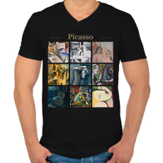 PRINTFASHION Picasso - részletek - Férfi V-nyakú póló - Fekete