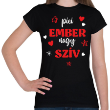 PRINTFASHION Pici ember, nagy szív - Női póló - Fekete női póló