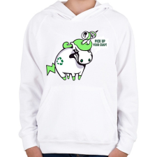 PRINTFASHION Pick up your crap! - Gyerek kapucnis pulóver - Fehér gyerek pulóver, kardigán
