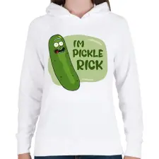 PRINTFASHION Pickle Rick - Női kapucnis pulóver - Fehér női pulóver, kardigán