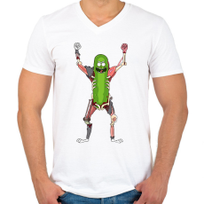 PRINTFASHION Pickle Rick Rat Suit - Férfi V-nyakú póló - Fehér