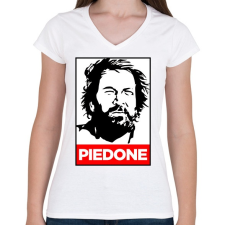 PRINTFASHION piedone - Női V-nyakú póló - Fehér női póló