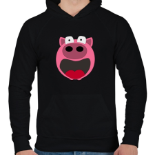 PRINTFASHION Pig - Férfi kapucnis pulóver - Fekete férfi pulóver, kardigán