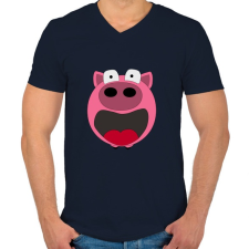 PRINTFASHION Pig - Férfi V-nyakú póló - Sötétkék férfi póló