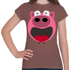 PRINTFASHION Pig - Női póló - Mogyoróbarna