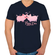 PRINTFASHION piggy_love - Férfi V-nyakú póló - Sötétkék férfi póló