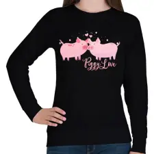 PRINTFASHION piggy_love - Női pulóver - Fekete női pulóver, kardigán