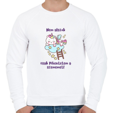 PRINTFASHION Pihentetem a szemem unikornis - Férfi pulóver - Fehér
