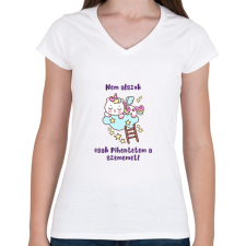 PRINTFASHION Pihentetem a szemem unikornis - Női V-nyakú póló - Fehér női póló