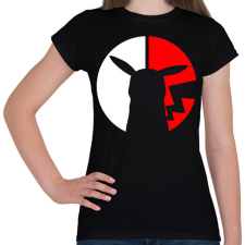 PRINTFASHION Pikachu logó - Női póló - Fekete női póló