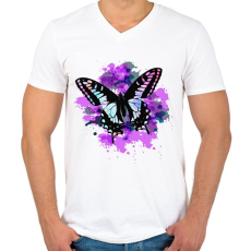 PRINTFASHION pillango2 - Férfi V-nyakú póló - Fehér