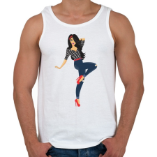 PRINTFASHION Pin up lány - Férfi atléta - Fehér atléta, trikó