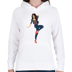 PRINTFASHION Pin up lány - Női kapucnis pulóver - Fehér
