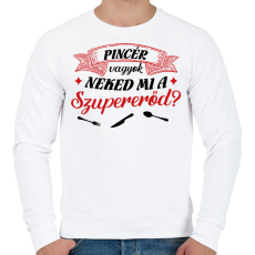 PRINTFASHION Pincér vagyok - Férfi pulóver - Fehér