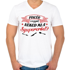 PRINTFASHION Pincér vagyok - Férfi V-nyakú póló - Fehér