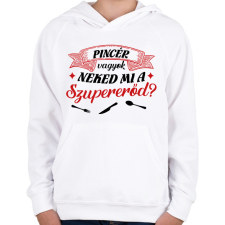 PRINTFASHION Pincér vagyok - Gyerek kapucnis pulóver - Fehér gyerek pulóver, kardigán