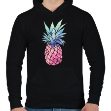 PRINTFASHION Pineapple - Férfi kapucnis pulóver - Fekete férfi pulóver, kardigán