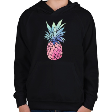 PRINTFASHION Pineapple - Gyerek kapucnis pulóver - Fekete