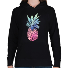 PRINTFASHION Pineapple - Női kapucnis pulóver - Fekete női pulóver, kardigán