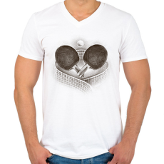 PRINTFASHION Ping pong - Férfi V-nyakú póló - Fehér