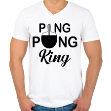 PRINTFASHION Ping Pong King - Férfi V-nyakú póló - Fehér férfi póló