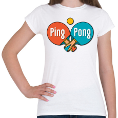 PRINTFASHION Ping Pong - Ütők, labda - Női póló - Fehér