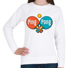 PRINTFASHION Ping Pong - Ütők, labda - Női pulóver - Fehér