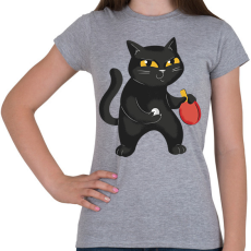 PRINTFASHION Ping pongos macska - Női póló - Sport szürke