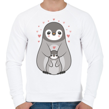 PRINTFASHION Pingvin család - Férfi pulóver - Fehér férfi pulóver, kardigán