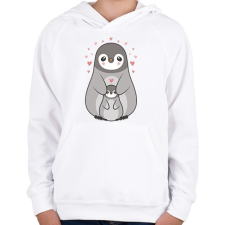 PRINTFASHION Pingvin család - Gyerek kapucnis pulóver - Fehér gyerek pulóver, kardigán