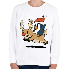 PRINTFASHION Pingvin és rénszarvas - Gyerek pulóver - Fehér