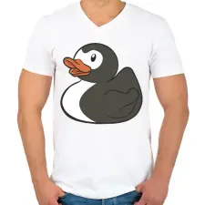 PRINTFASHION Pingvin gumikacsa - Férfi V-nyakú póló - Fehér férfi póló