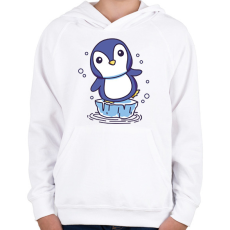PRINTFASHION Pingvin - Gyerek kapucnis pulóver - Fehér