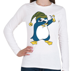 PRINTFASHION Pingvin-koktéllal - Női hosszú ujjú póló - Fehér