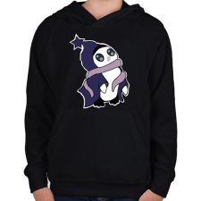 PRINTFASHION pingvin_lila - Gyerek kapucnis pulóver - Fekete gyerek pulóver, kardigán