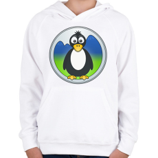 PRINTFASHION Pingvin logó  - Gyerek kapucnis pulóver - Fehér