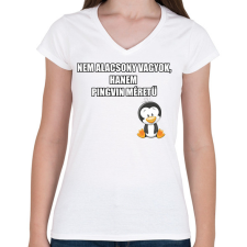 PRINTFASHION Pingvin - Női V-nyakú póló - Fehér női póló