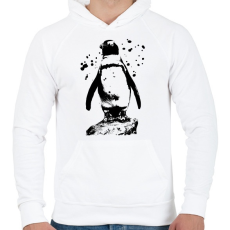 PRINTFASHION pingvin rajz - Férfi kapucnis pulóver - Fehér