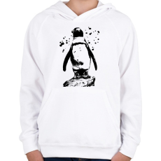 PRINTFASHION pingvin rajz - Gyerek kapucnis pulóver - Fehér