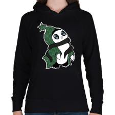 PRINTFASHION pingvin_zöld - Női kapucnis pulóver - Fekete női pulóver, kardigán