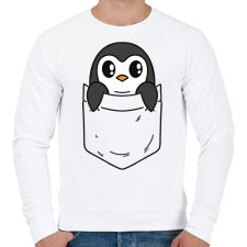 PRINTFASHION Pingvin zsebminta - Férfi pulóver - Fehér férfi pulóver, kardigán