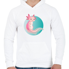 PRINTFASHION Pink axolotl - Férfi kapucnis pulóver - Fehér