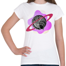PRINTFASHION Pink cat planet - Női póló - Fehér női póló