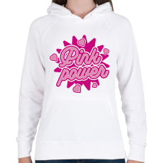 PRINTFASHION Pink Power - Női kapucnis pulóver - Fehér